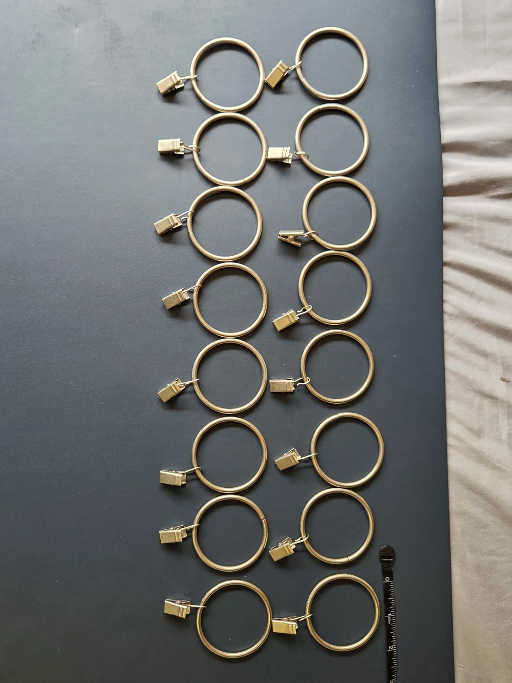 Set of 16 Silver Curtain Rings with Clips